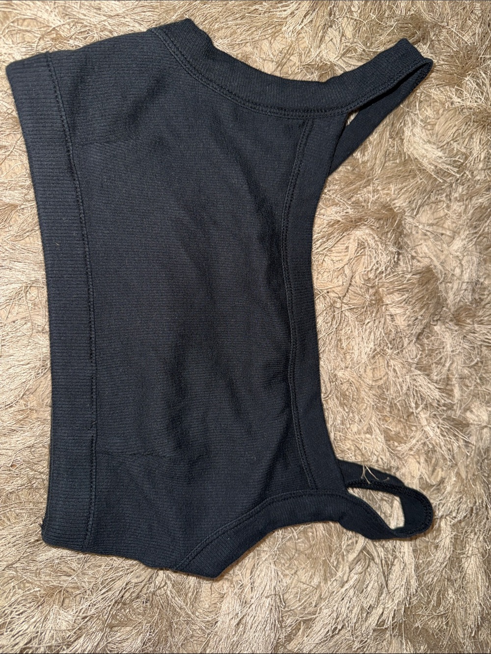 Black Ribbed Cropped Tank Top
